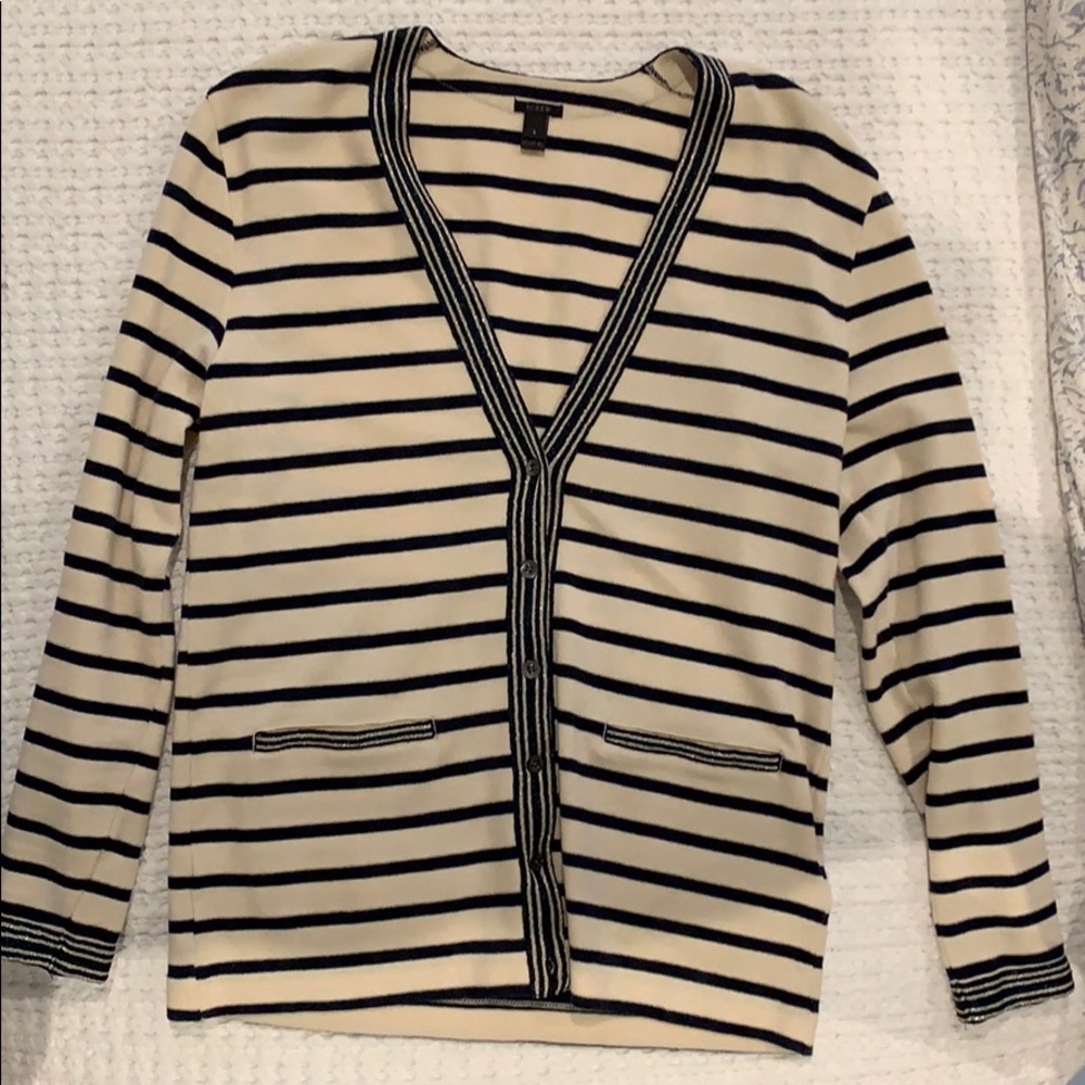 J. Crew Striped Cardigan with Glitter Detailing